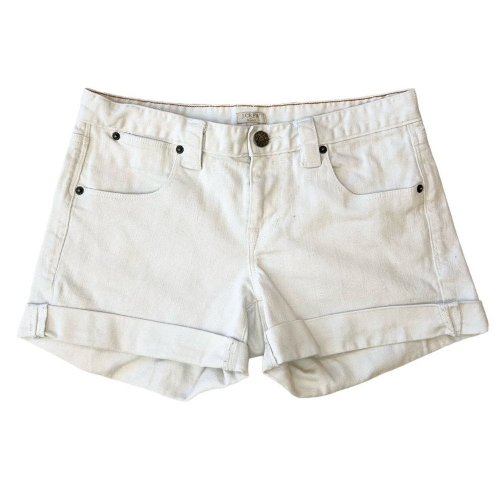 J.Crew White Denim Stretch Jean Mid Rise Shorts